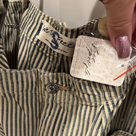 Free People Striped Overalls in Olive and White - Picture 10 of 10